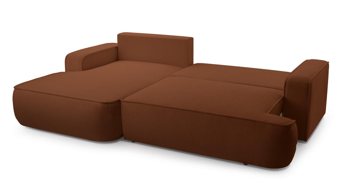 ECKSOFA L Form Ablia Ziegelrot 267/168/87 cm mit Schlaffunktion L - Dunkelorange/Schwarz, Kunststoff/Textil (168/267cm) - AX Living