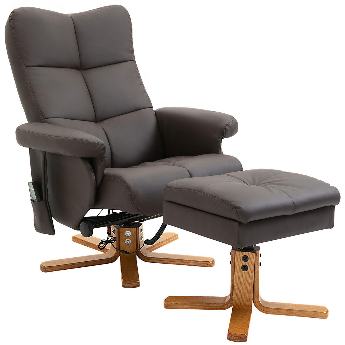 RELAXSESSEL, Massagesessel, Braun - Braun, Leder/Kunststoff (86/99/80cm) - HOMCOM