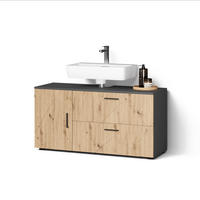 VANITY ENOTA ZA UMIVALNIK Ronco, Antracit/Obrtniški hrast, 120.1 x 60.6 cm z 2 predaloma in 1 vrati - antracit/hrast artisan, leseni material (120.1/60.6/41cm) - Livinity®