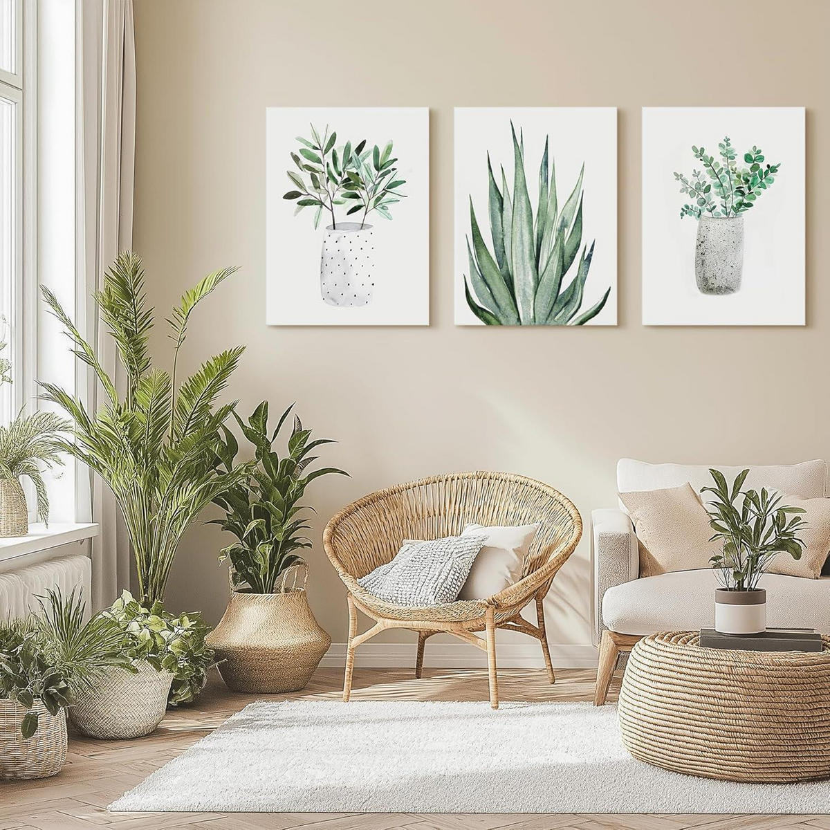 WANDBILDER Set Aloe Vera 40 x 30 cm - Grün, Textil (30/0.5cm)