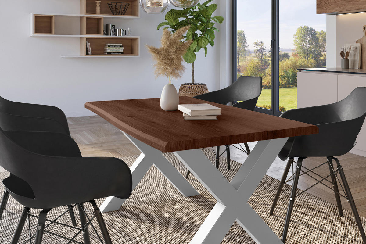 ESSTISCH JULIUS X - Silberfarben/Nussbaumfarben, Holz (80/140/77cm) - SAM