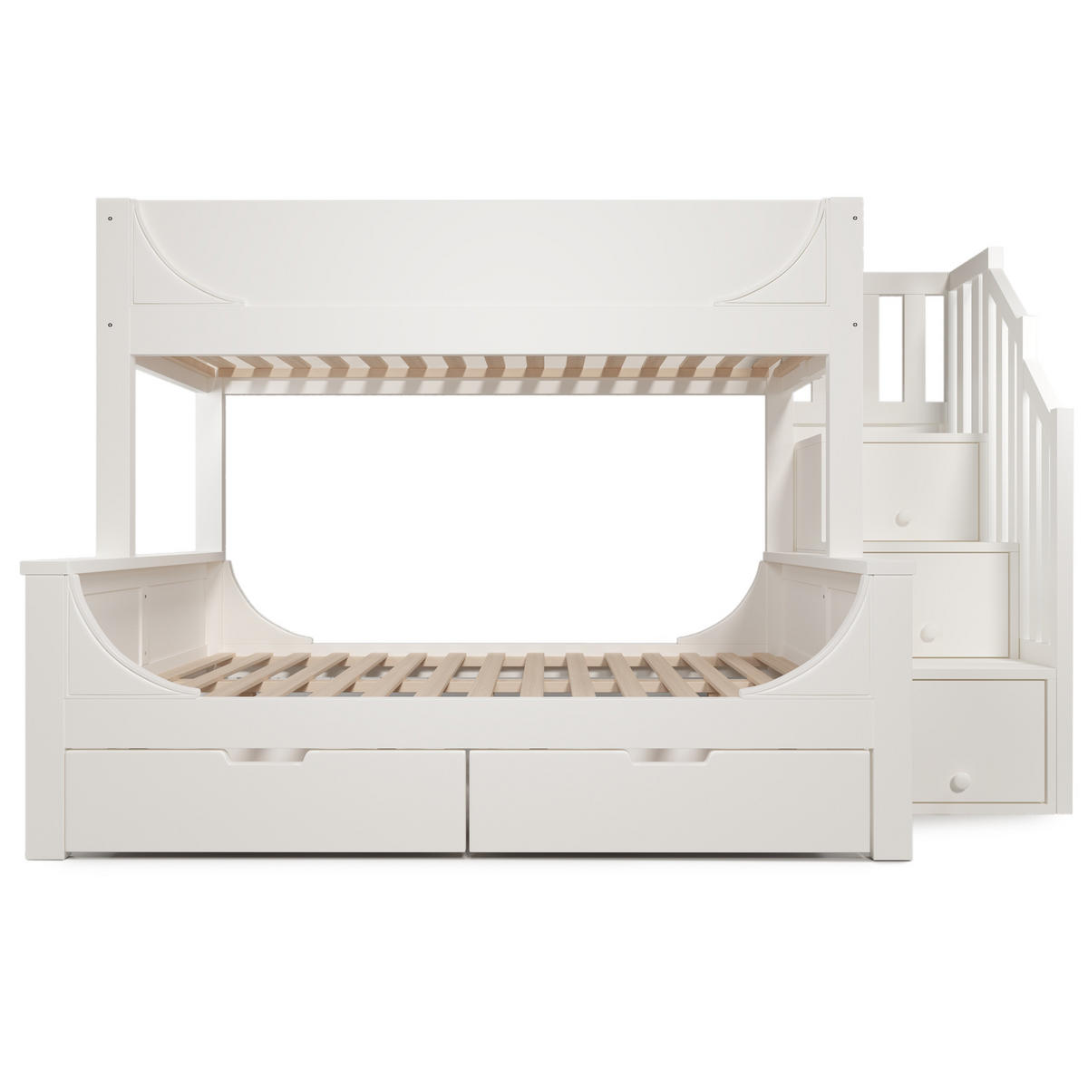 ETAGENBETT Mit Leiterschrank Weiß 90/140x200 cm - Weiß, Holz (90/200cm) - ComfortXL