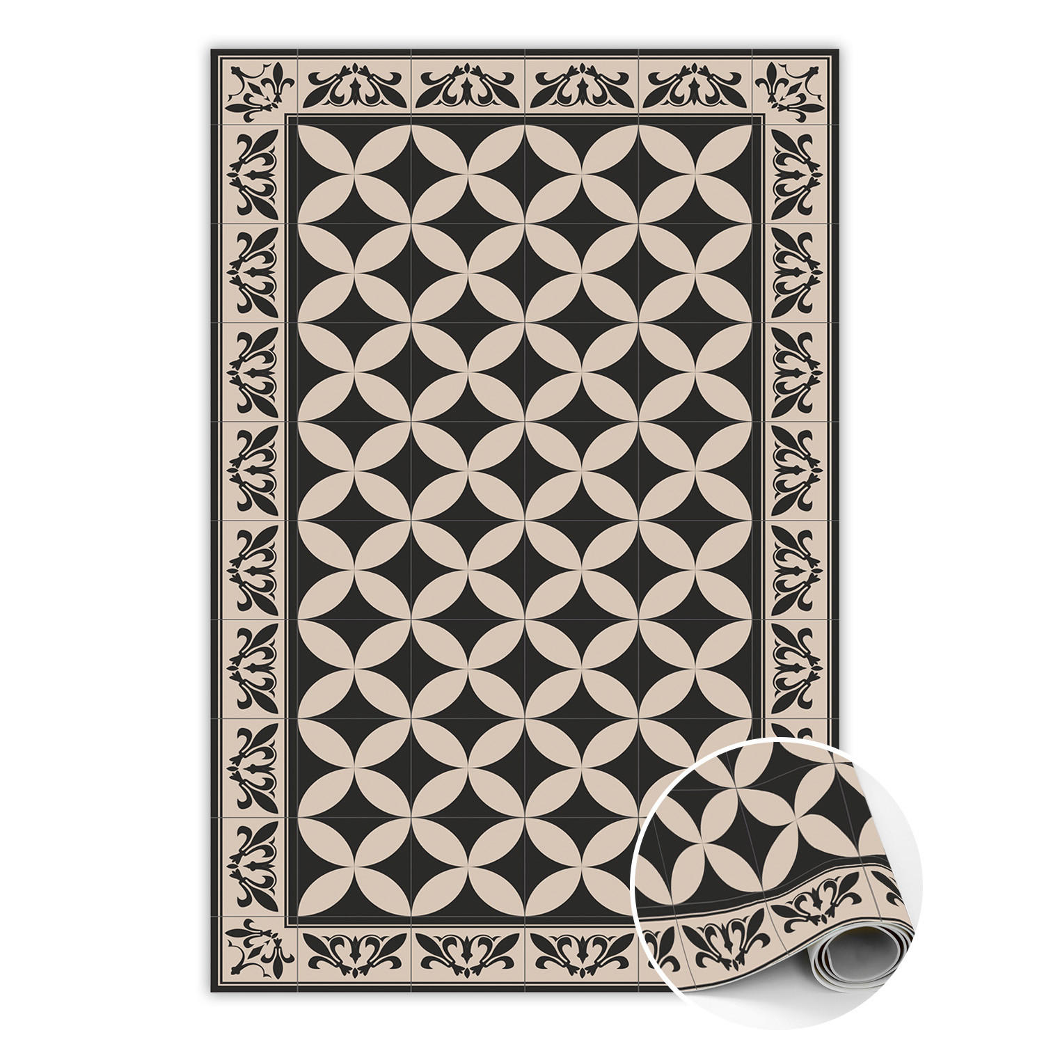 VINYL TEPPICH 150x225 cm Spanische Fliesen - Champagner/Schwarz, Kunststoff (150/225cm) - TULUP