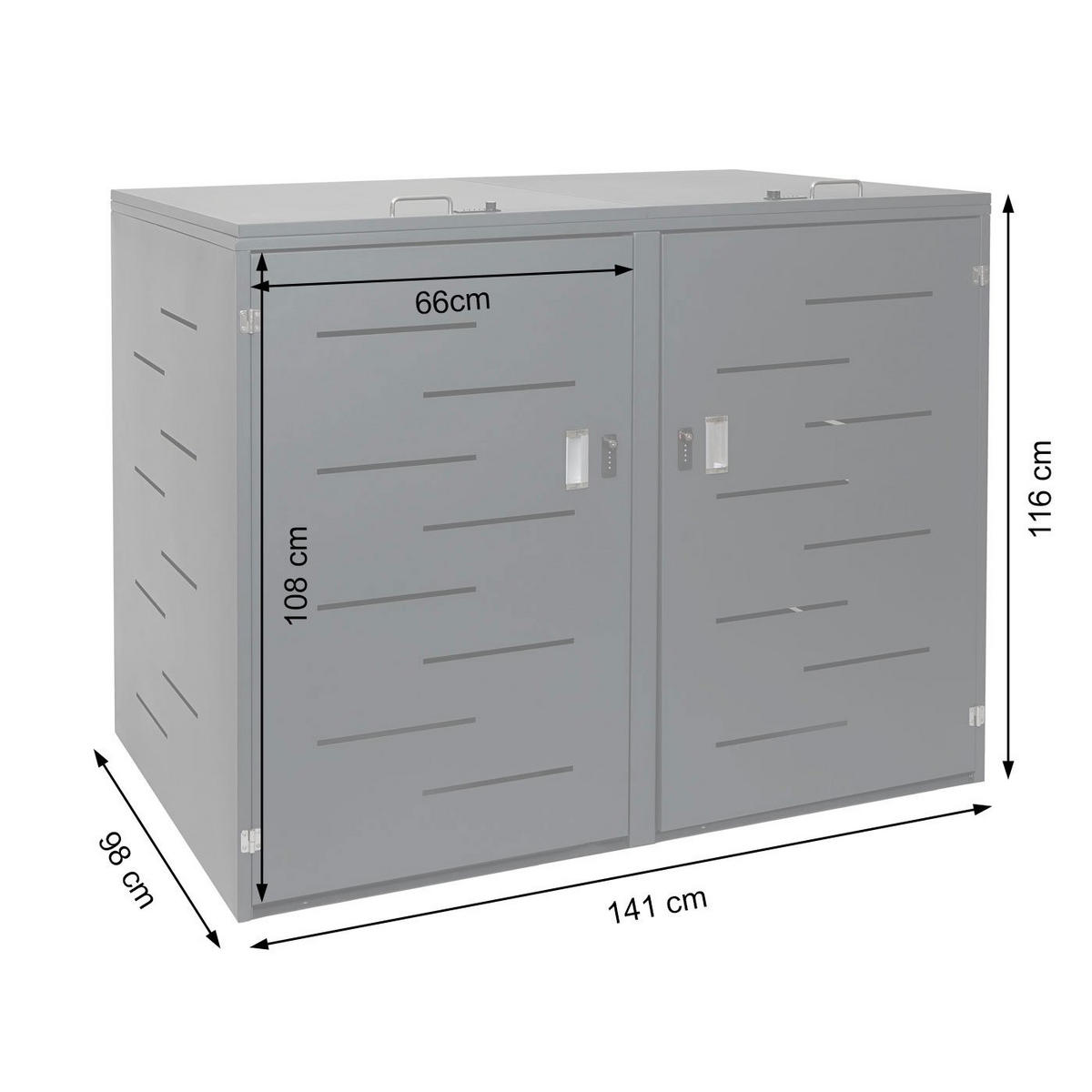 MÜLLTONNENBOX XL 2er 116x141x98cm erweiterbar Edelstahl 50kg - Silberfarben, Metall (141/116/98cm) - PROREGAL
