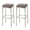 BARHOCKER 2er Set Stoff grau - Edelstahlfarben/Grau, Textil/Metall (37/80/37cm) - CLP