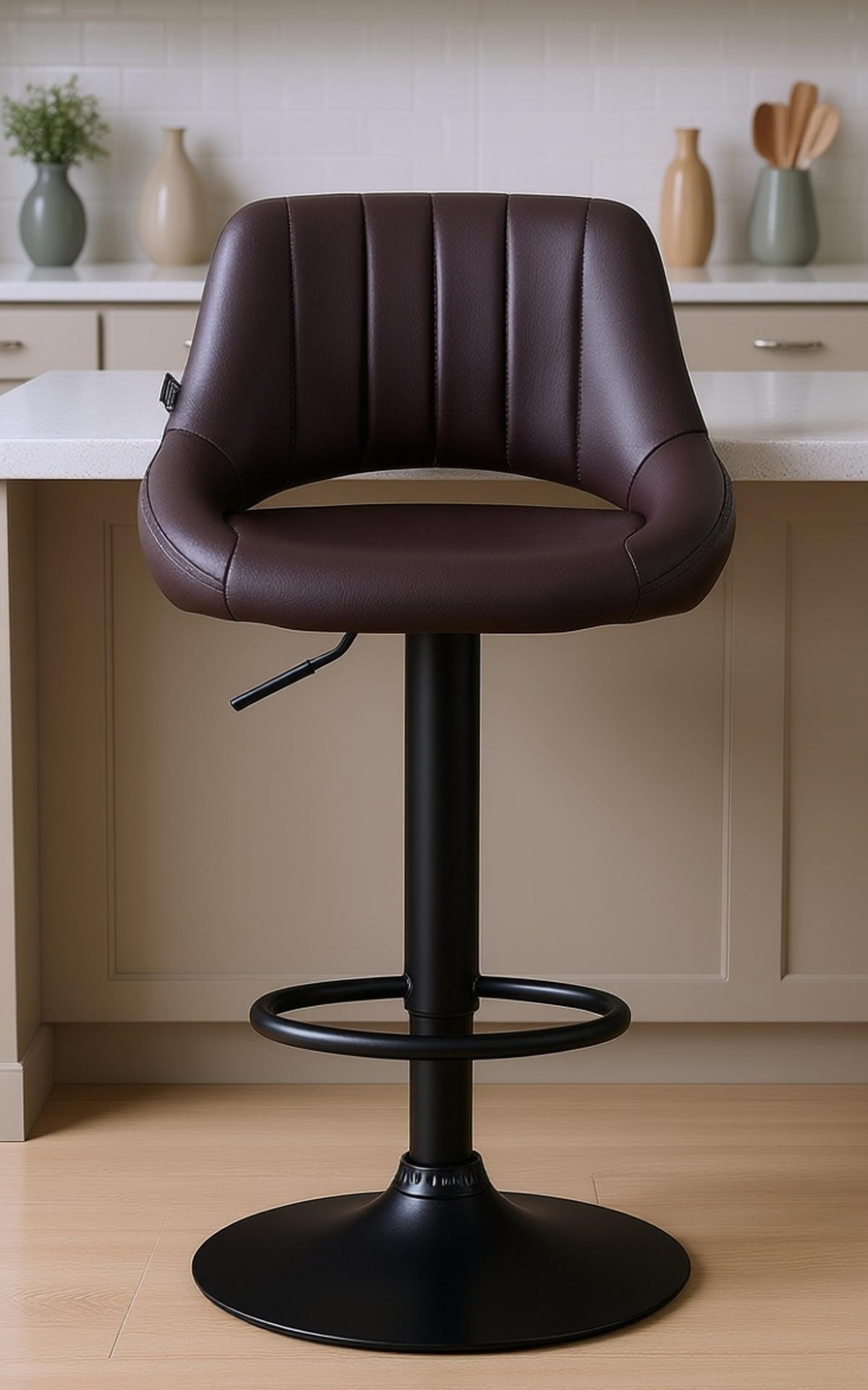 BARHOCKER 2er Set Milos Kunstleder B braun - Schwarz/Braun, Kunststoff/Metall (47/106/48cm) - TPFLiving