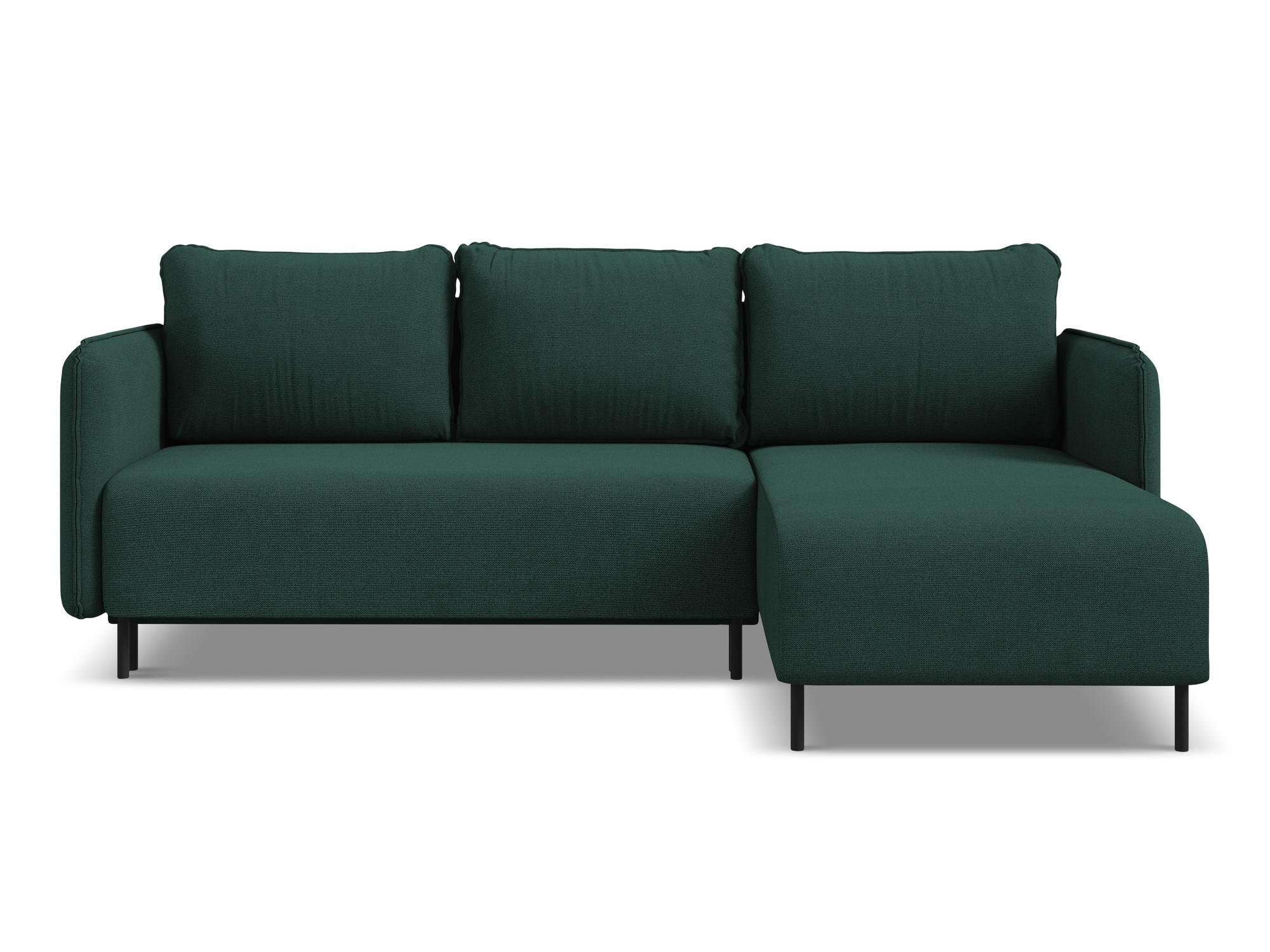 ECKSOFA mit Schlaffunktion Strukturstoff Stoff Grün - Dunkelgrün/Schwarz, Holz/Textil (236/162cm) - Makamii