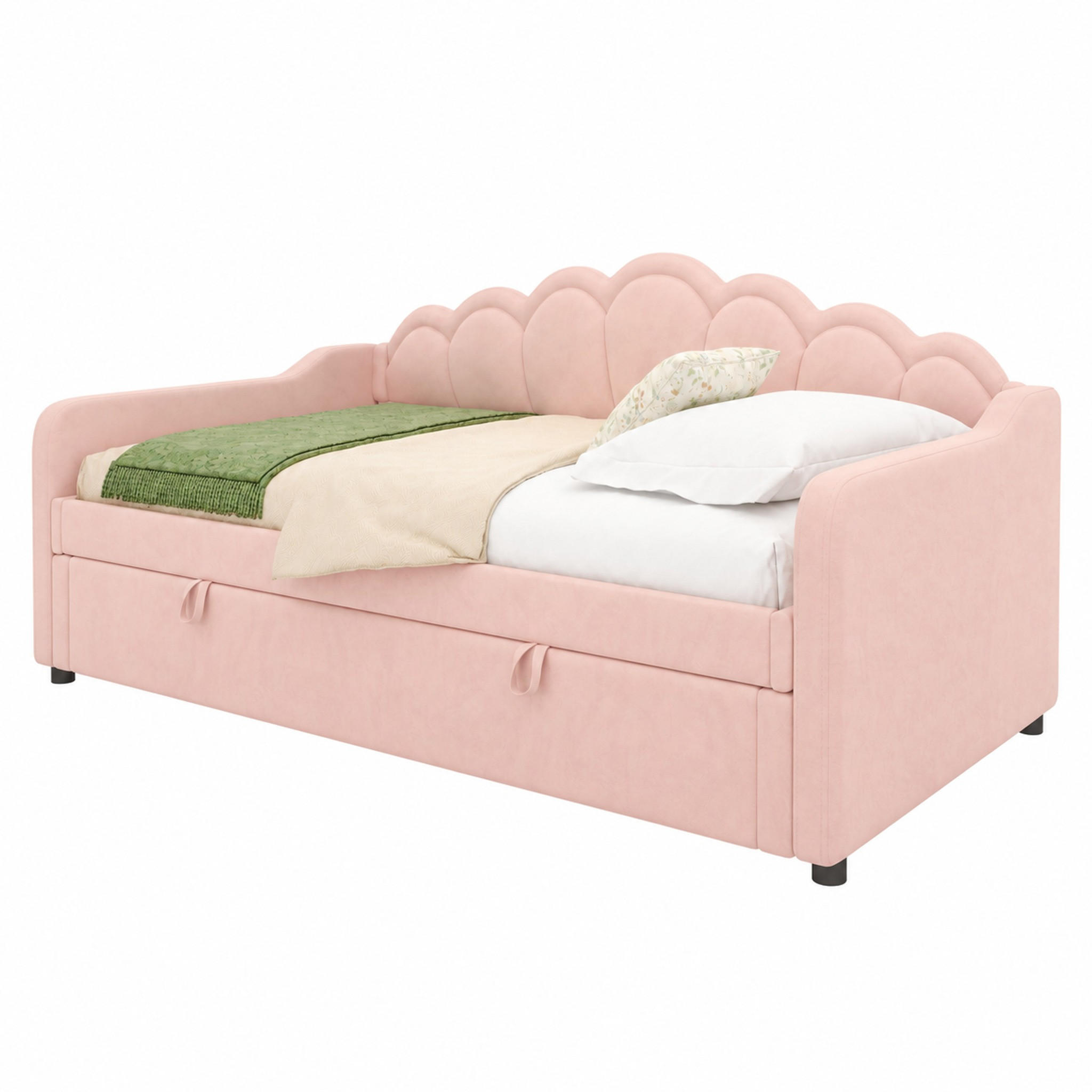 TAGESBETT mit Stauraum und LED 90x200 cm Samt Pink - Rosa, Metall (90/200cm) - Meubliv