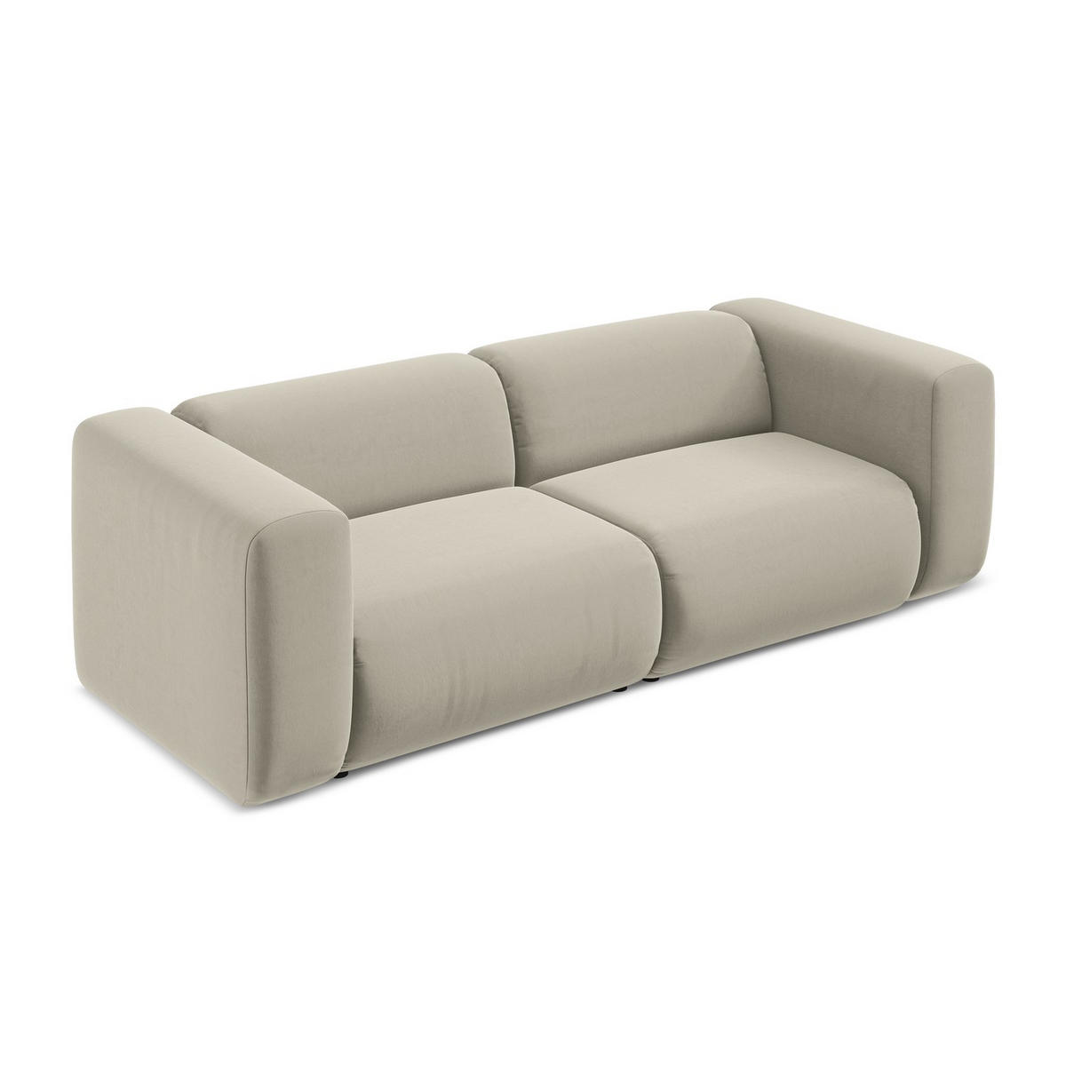 3-SITZER SOFA Samt Stoff Creme - Perlmutt/Creme, Kunststoff/Textil (228/70/89cm) - LaMiaSofa