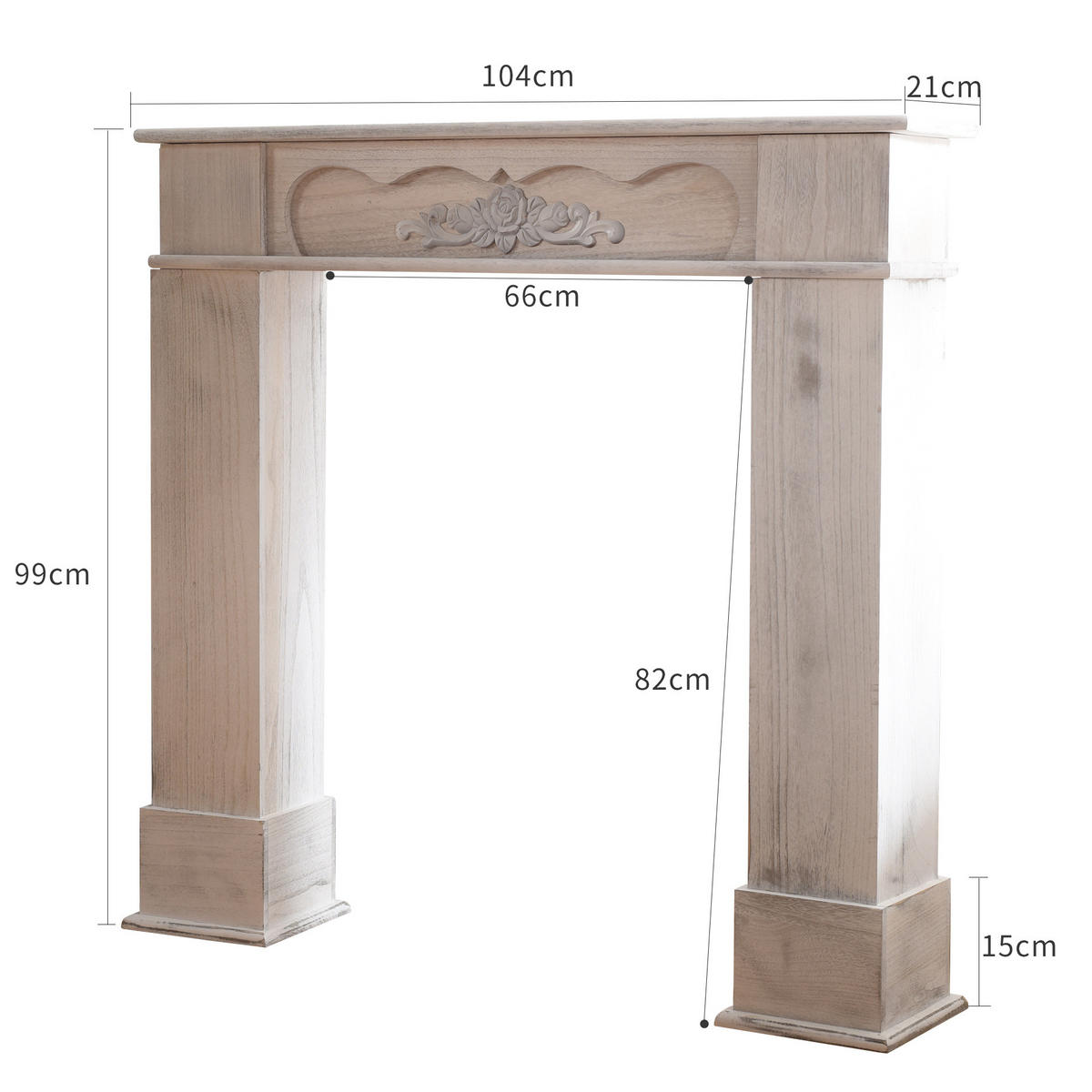 KAMINUMRANDUNG Weiß 21/104/99 cm - Weiß, Holz (21/99/104cm) - Mobili Rebecca