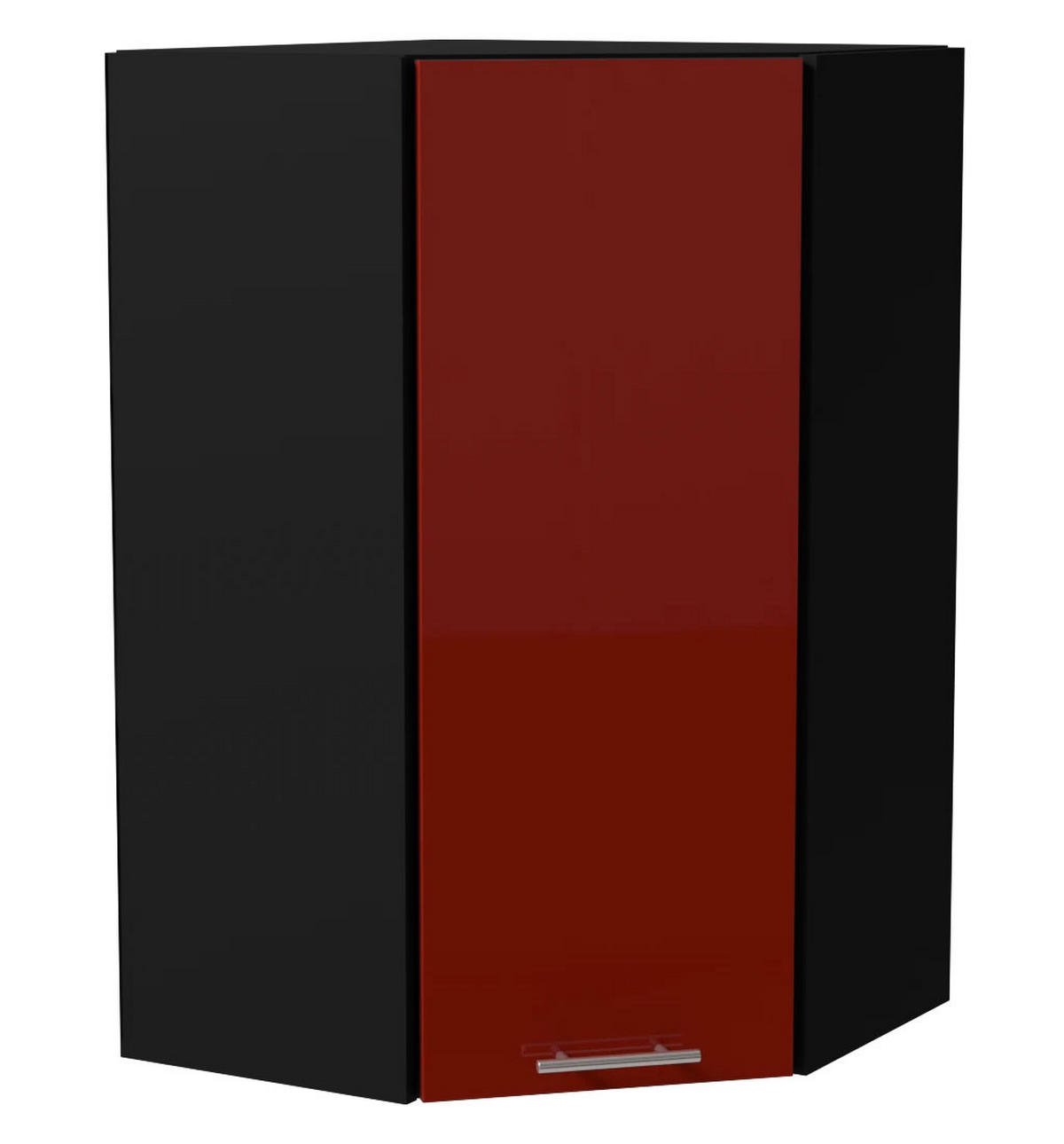 ECKHÄNGESCHRANK Brerra RAL 3002 karminrot Hochglanz / Schwarz Matt 60 / 60 / 96cm - Rot/Schwarz, Holz/Holzwerkstoff (60/96/60cm) - Feldmann-Wohnen