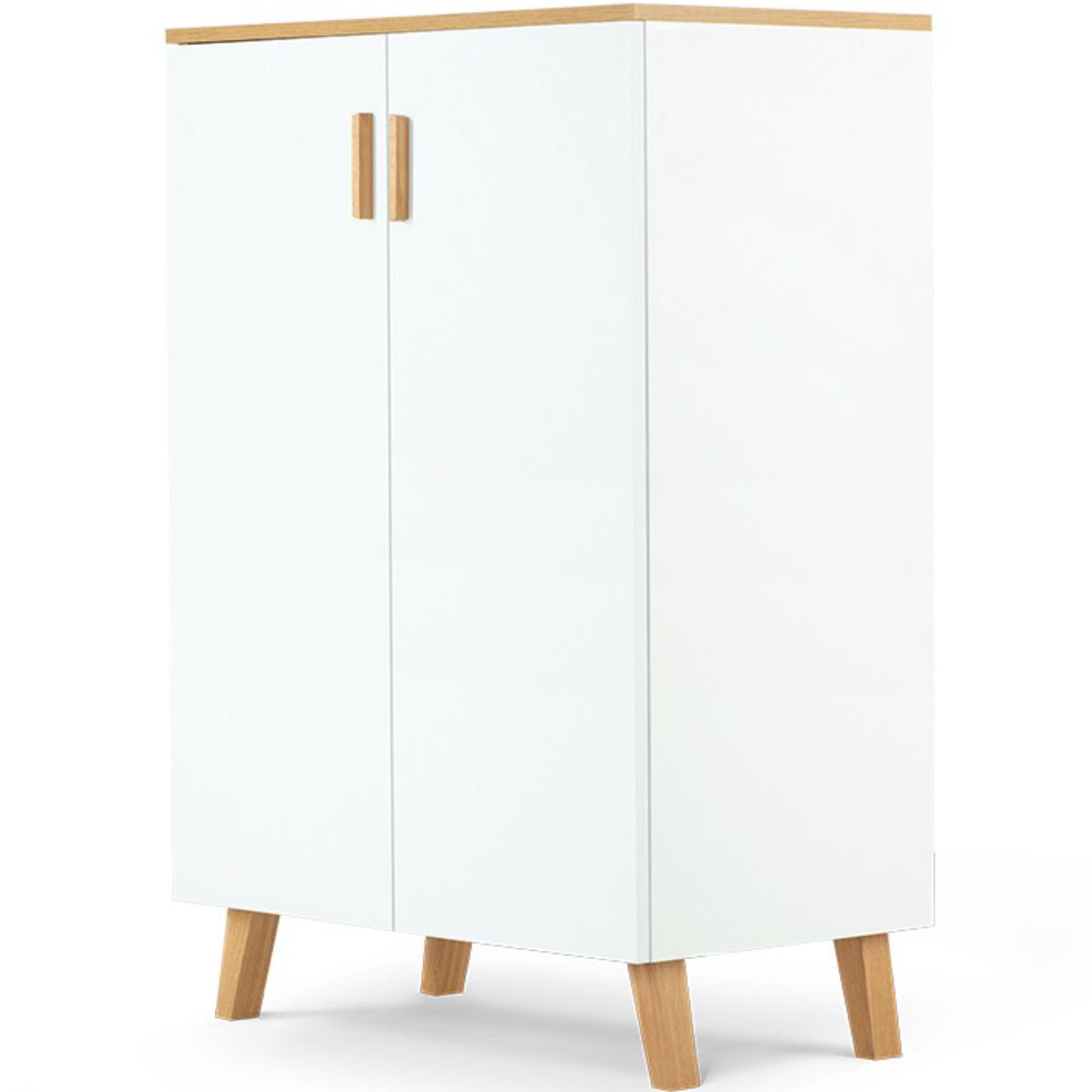TÜRKOMMODE FRISK 2 Türen, weiß - Eichefarben/Weiß, Eichenholz/Holzwerkstoff (80/117/46cm) - KONSIMO®
