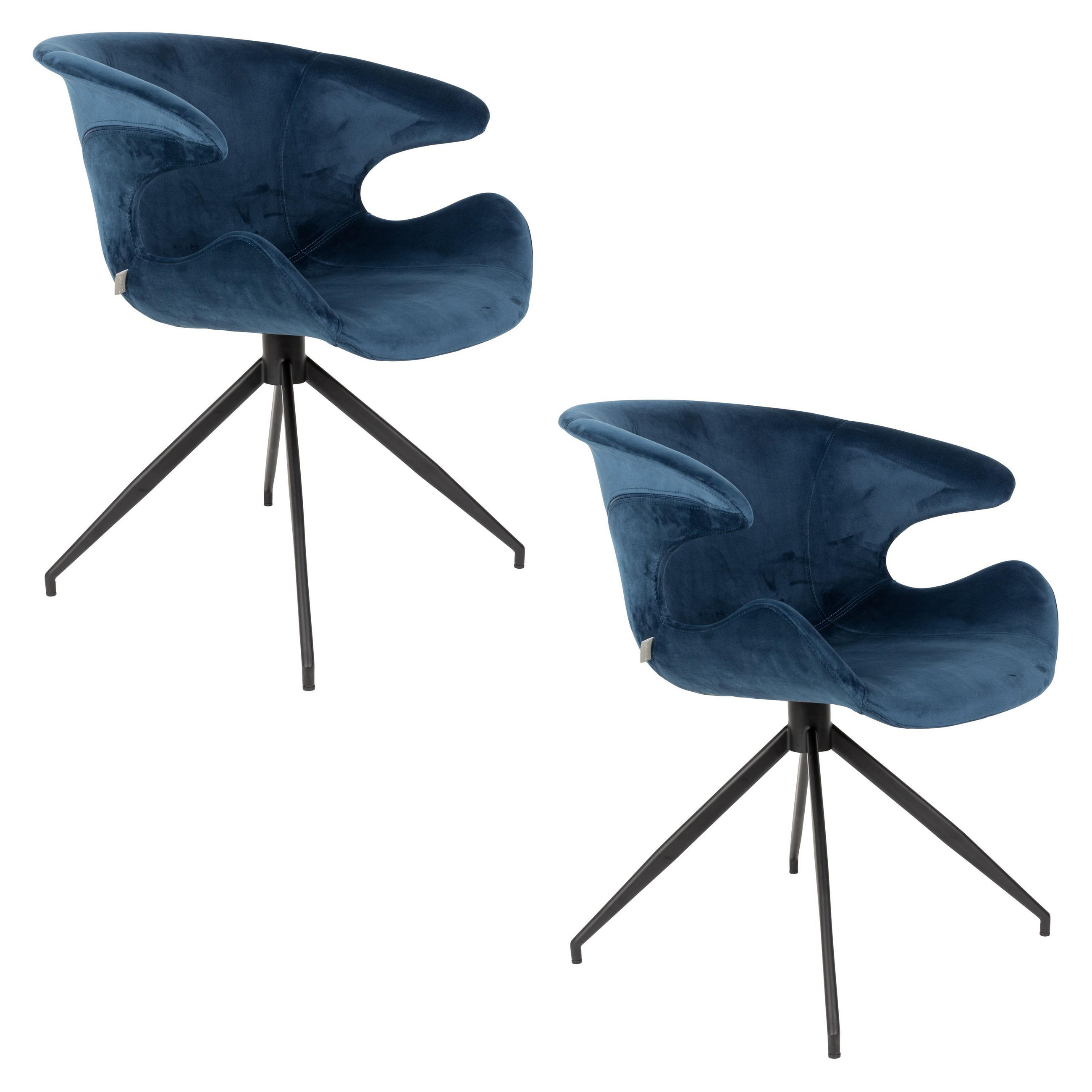 ESSZIMMERSTUHL Mia Blau - 2 er Set - Blau, Textil (63/78.5/62cm) - Zuiver
