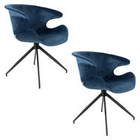 ESSZIMMERSTUHL Mia Blau - 2 er Set - Blau, Textil (63/78.5/62cm) - Zuiver