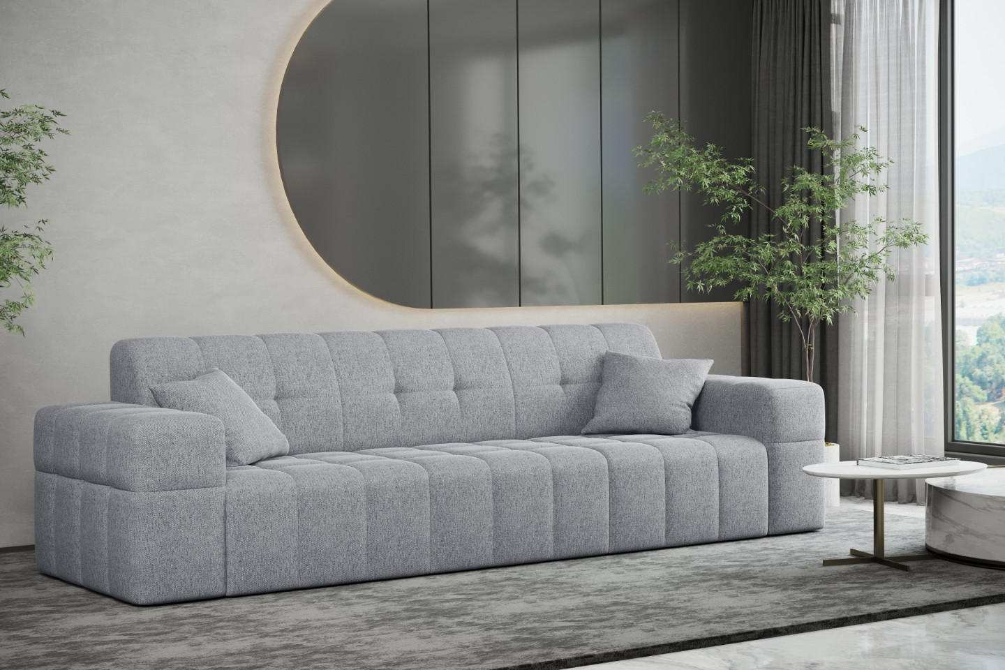 SOFA 3-Sitzer NIMES Stoff Verita Grau - Grau, Holz (245/82/92cm) - Kaiser Möbel