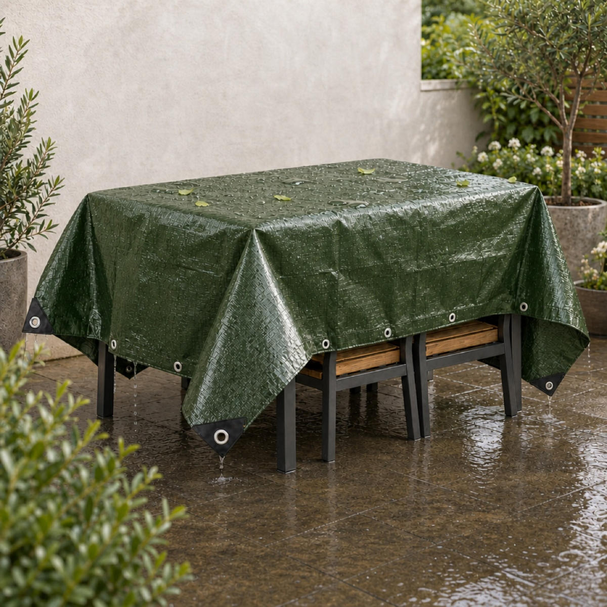 PONJAVA zelena vodoodporna 200 g/m² 2x3 m - temno zelena, umetna masa (300/200/0.1cm) - Relaxdays