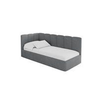 EINZELLBETT Jugendbett mit Bettkasten und Matratze H3/H4, Rechts - DEXY 80x200 Dunkelgrau - Schieferfarben, Holzwerkstoff/Textil (80/200cm) - ALTDECOR