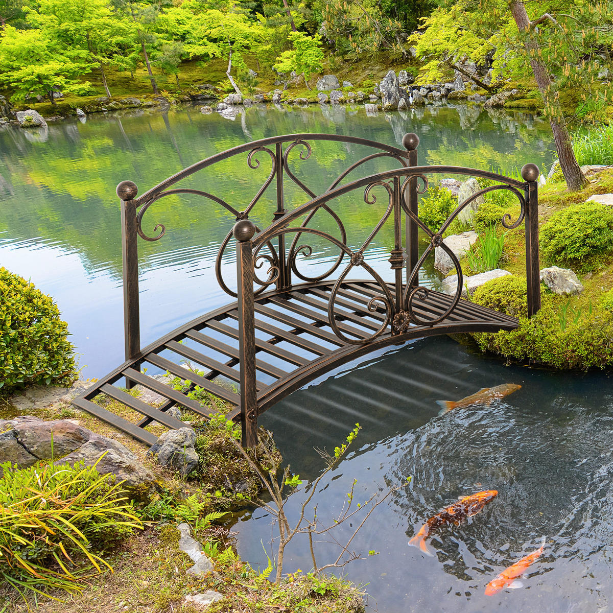 GARTENBRÜCKE,METALL Vintage floral,schwarz - Braun, Metall (99/68/53cm) - Vallsero