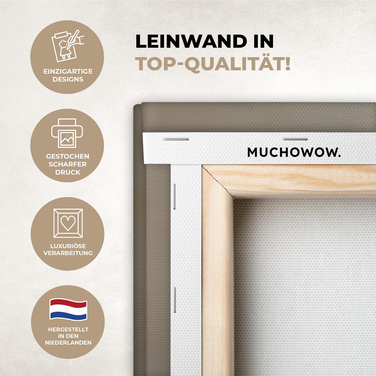 LEINWANDBILD Weihnachten - Weihnachtsbaum - Schnee - Kunst Wandbilder 80x60 cm - Champagner, Textil (80/60cm) - MuchoWow