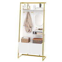 GARDEROBE Kompakt Spiegel Schuhbank Metallhaken - Weiß, Holzwerkstoff (38.5/180.5/78cm) - FLIEKS