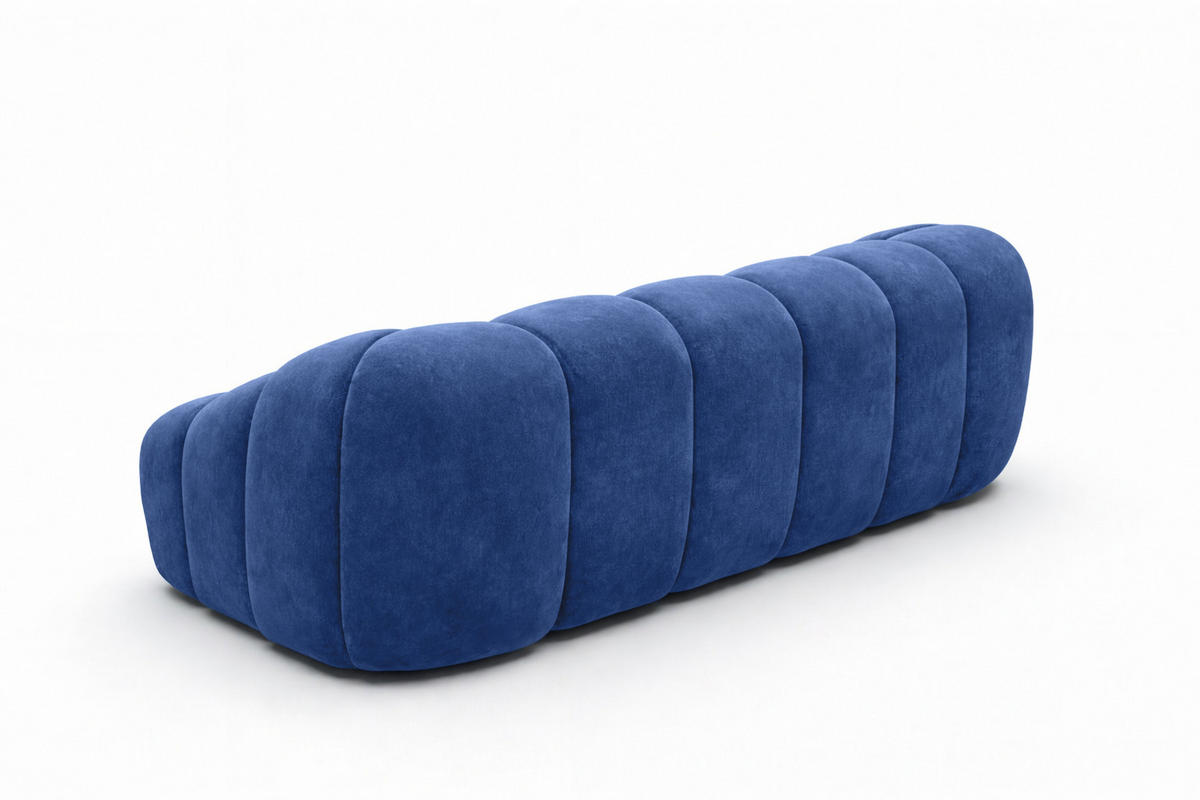 SOFA 3-Sitzer modular, Veloursstoff Bluvel, Tintenblau, CROISSANT - Blau, Holz (240/72/115cm) - Kaiser Möbel