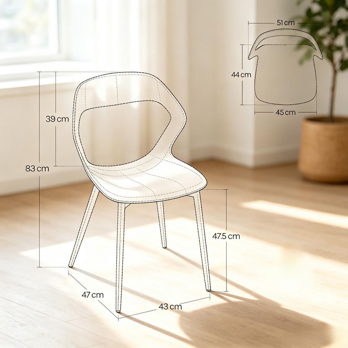 STUHL-SET DE-36242 4 Stück mit PP-Sitz Grau - Grau, Metall (44/83/51cm) - ComfortXL
