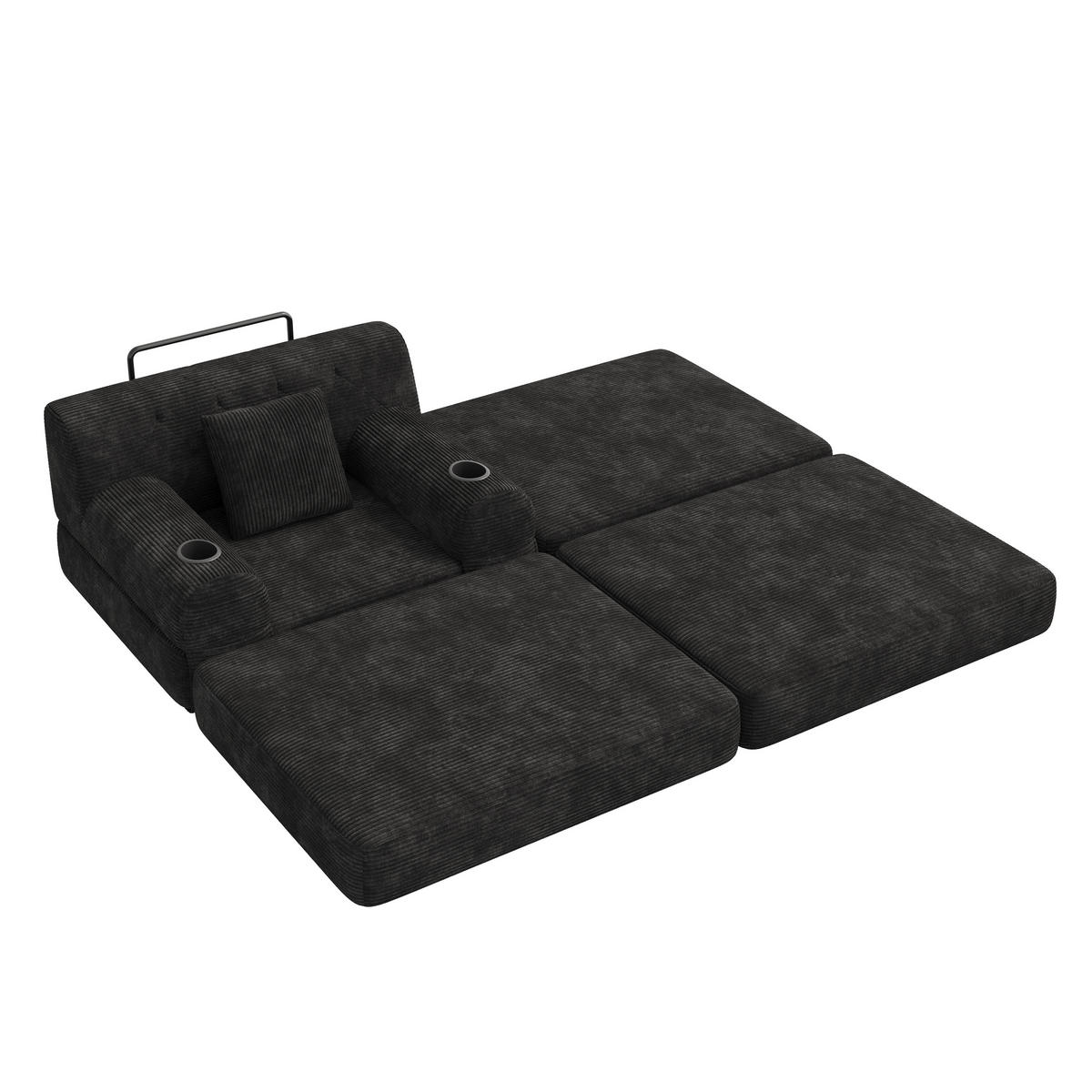 SCHLAFSESSEL mit Hocker und Liegefunktion, DE-42556, Schwarz - Schwarz, Textil (107/81/162cm) - ComfortXL
