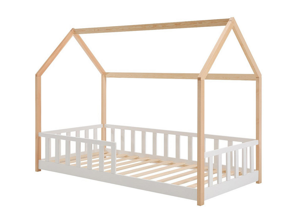 HAUSBETT - 1 Person - holz - naturfarben hell, weiß Martevi - Naturfarben/Weiß, Holz (90/190cm) - Vente-Unique