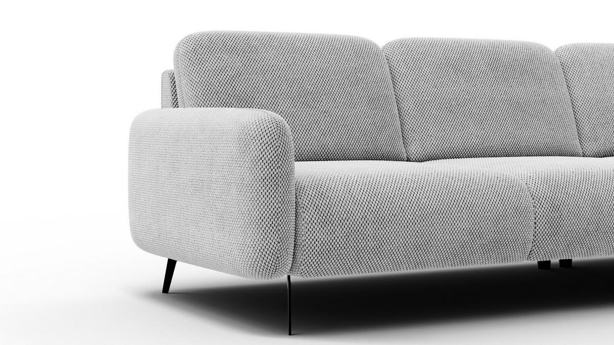 ECKSOFA FEBE 4-Sitzer rechts, hellgrau - Hellgrau/Schwarz, Holz/Textil (264/157cm) - Courtois Laville