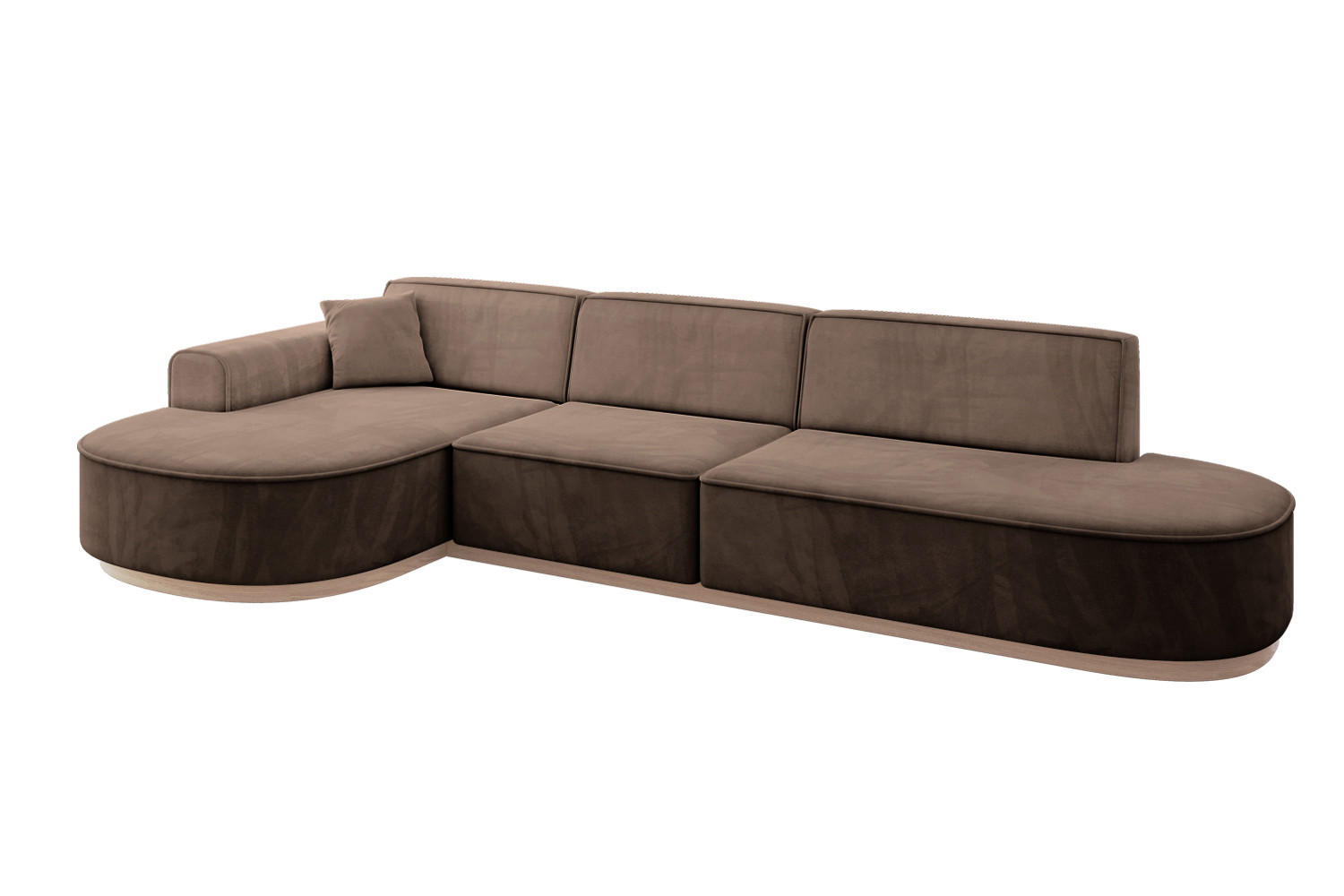 ECKSOFA Ottomane Links MARI-L2-v1 - 328x171x83 cm Braun Velours - Braun, Holzwerkstoff/Textil (328/171cm) - ALTDECOR