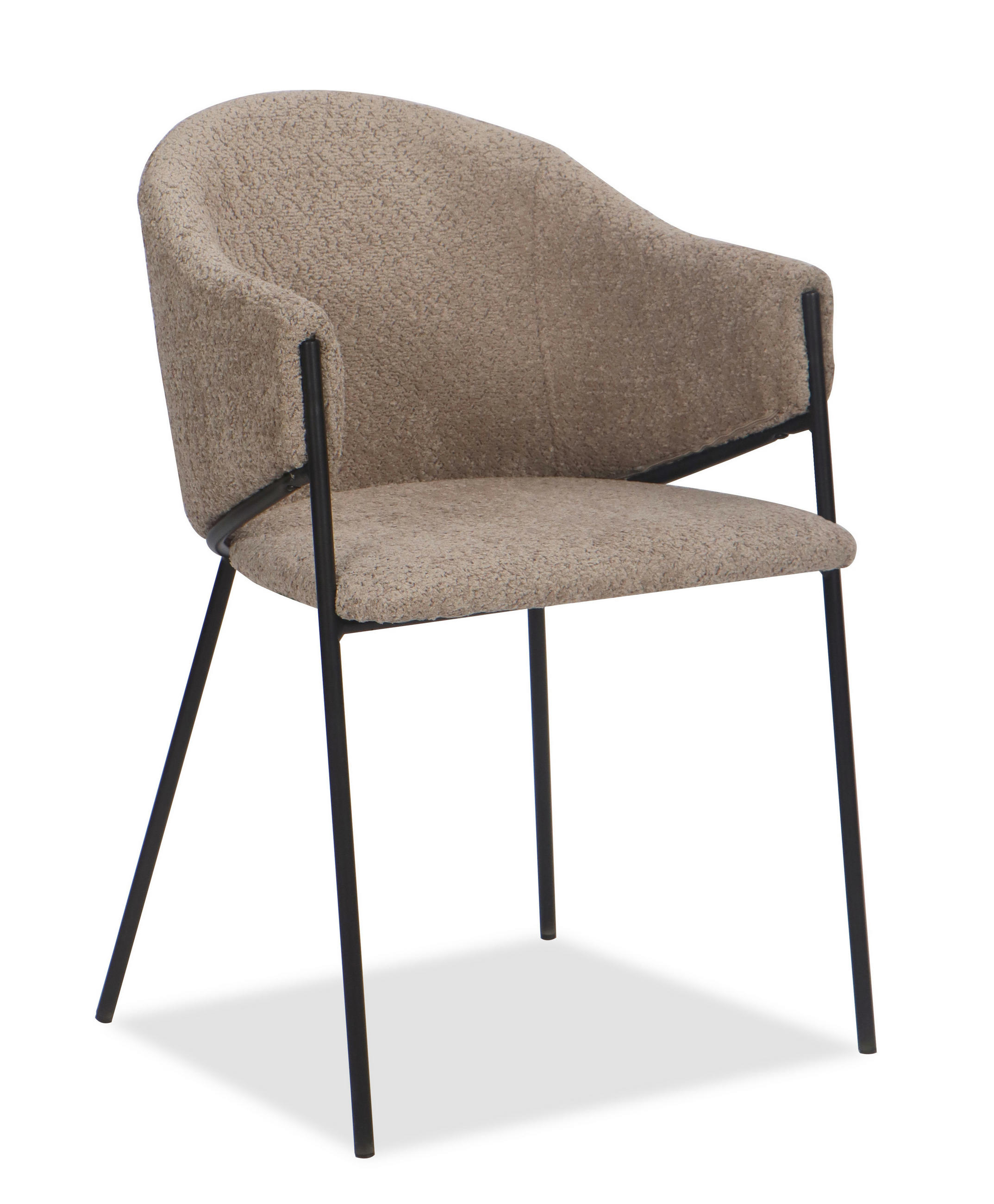 STUHL BUENO gespolsterter - dunkelbeige - Glamour Chenille - Beige/Schwarz, Textil/Metall (55/83/56cm) - NEW HOME