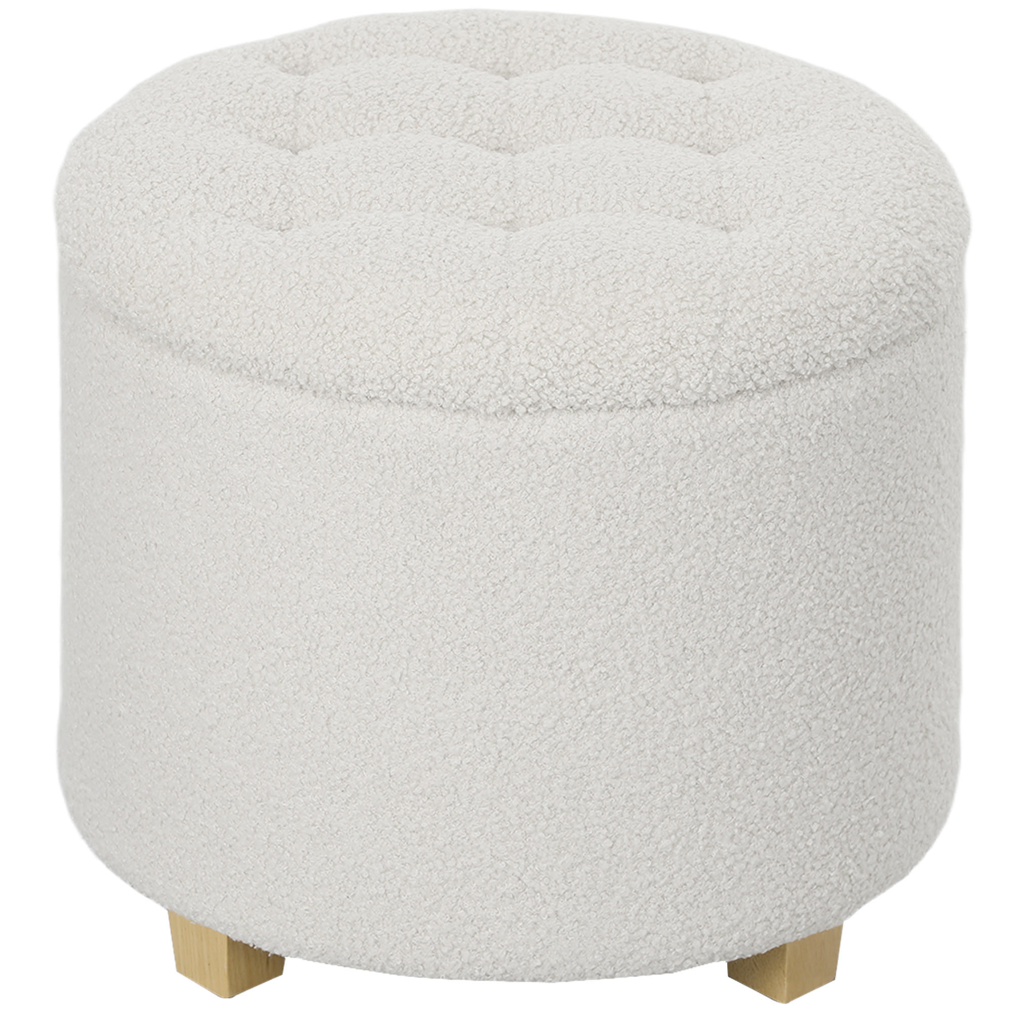SITZHOCKER Polyester Weiß - Weiß, Holz/Textil (45/41/45cm) - HOMCOM