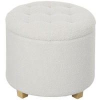 SITZHOCKER Polyester Weiß - Weiß, Holz/Textil (45/41/45cm) - HOMCOM