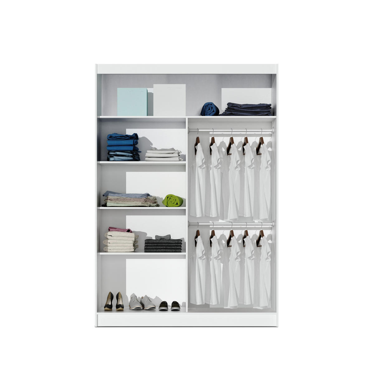 SCHWEBETÜRENSCHRANK NASUS 180/215/61 cm 2-türig mit Spiegel Schwarz - Schwarz, Holzwerkstoff (180/215/61cm) - MASSENO