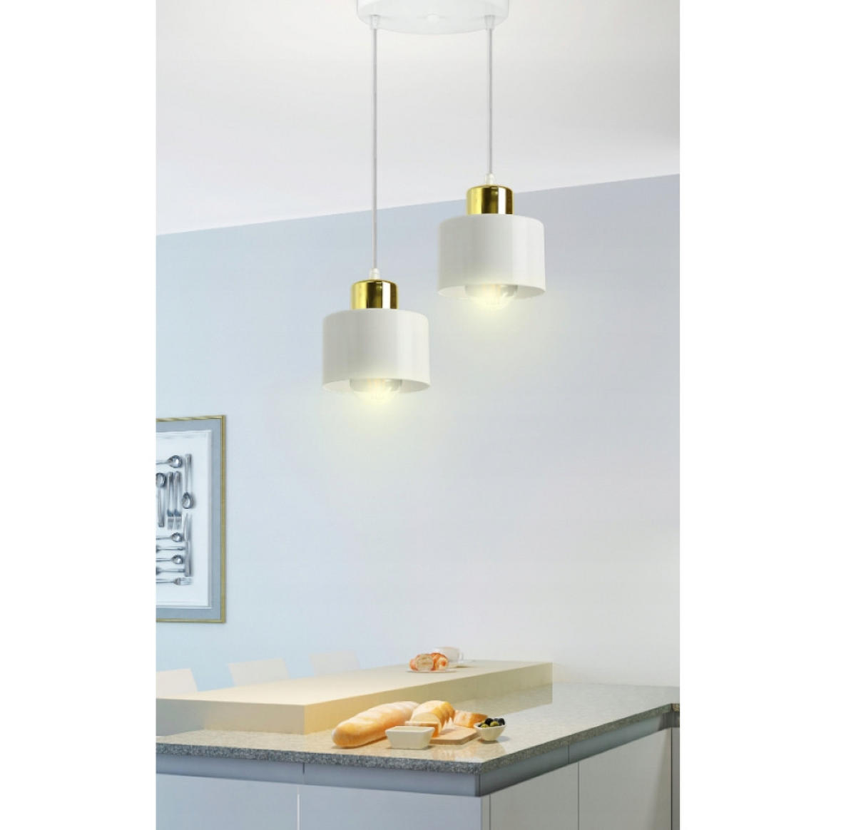 PENDELLEUCHTE Roller - Goldfarben/Weiß, Metall (20/20/70cm) - kiki design