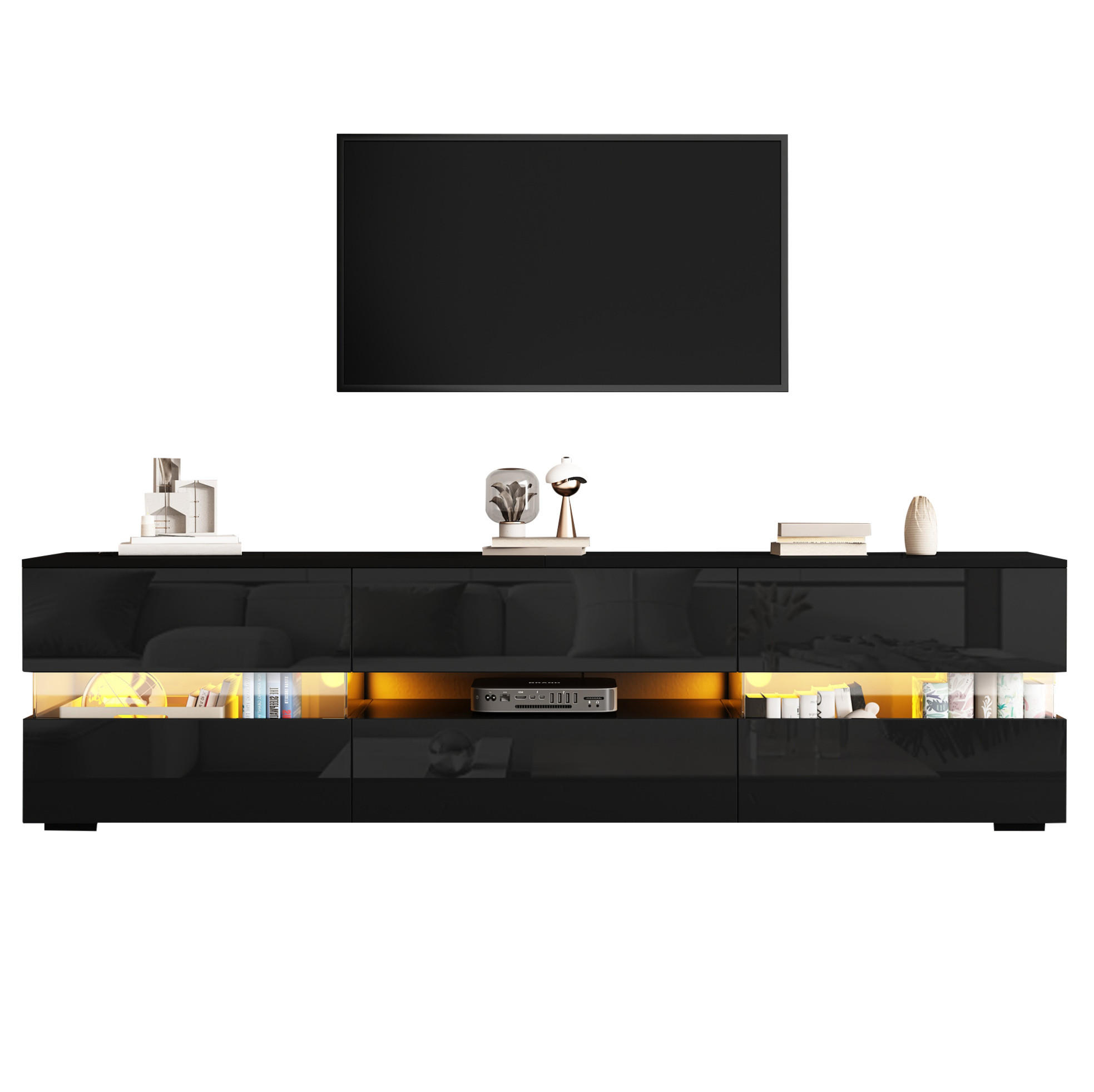 TV-ELEMENT mit LED-Beleuchtung 160 x 39 x 45 cm Schwarz - Schwarz, Holzwerkstoff (39/45/160cm) - Beauniv