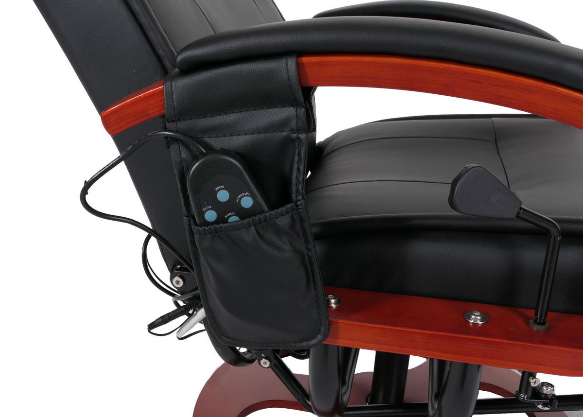 MASSAGESESSEL Athene HxBxT 118x69x143cm mit Massage Kunstleder Schwarz - Schwarz, Kunststoff (69/118/143cm) - BERLINLODGE