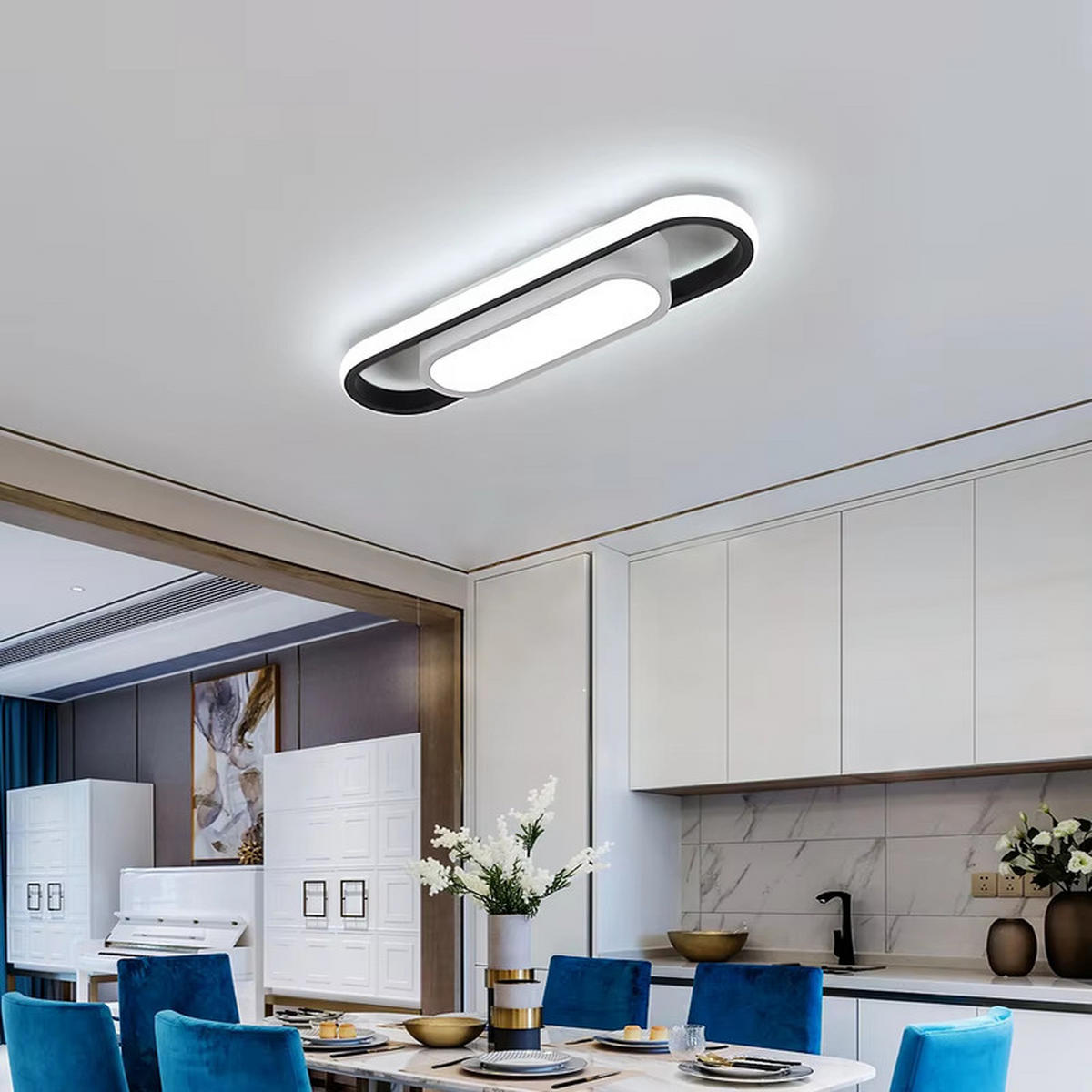 LED-DECKENLEUCHTE 40×12 cm - Schwarz, Kunststoff (40/12/5cm) - Coonoor