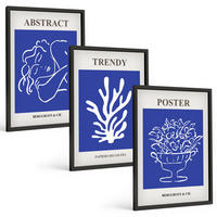 BILDER SET 3er Set - 40x60 cm Schwarzer Rahmen - Stilvolle blaue Poster - Schwarz, Kunststoff (40/60cm) - TULUP