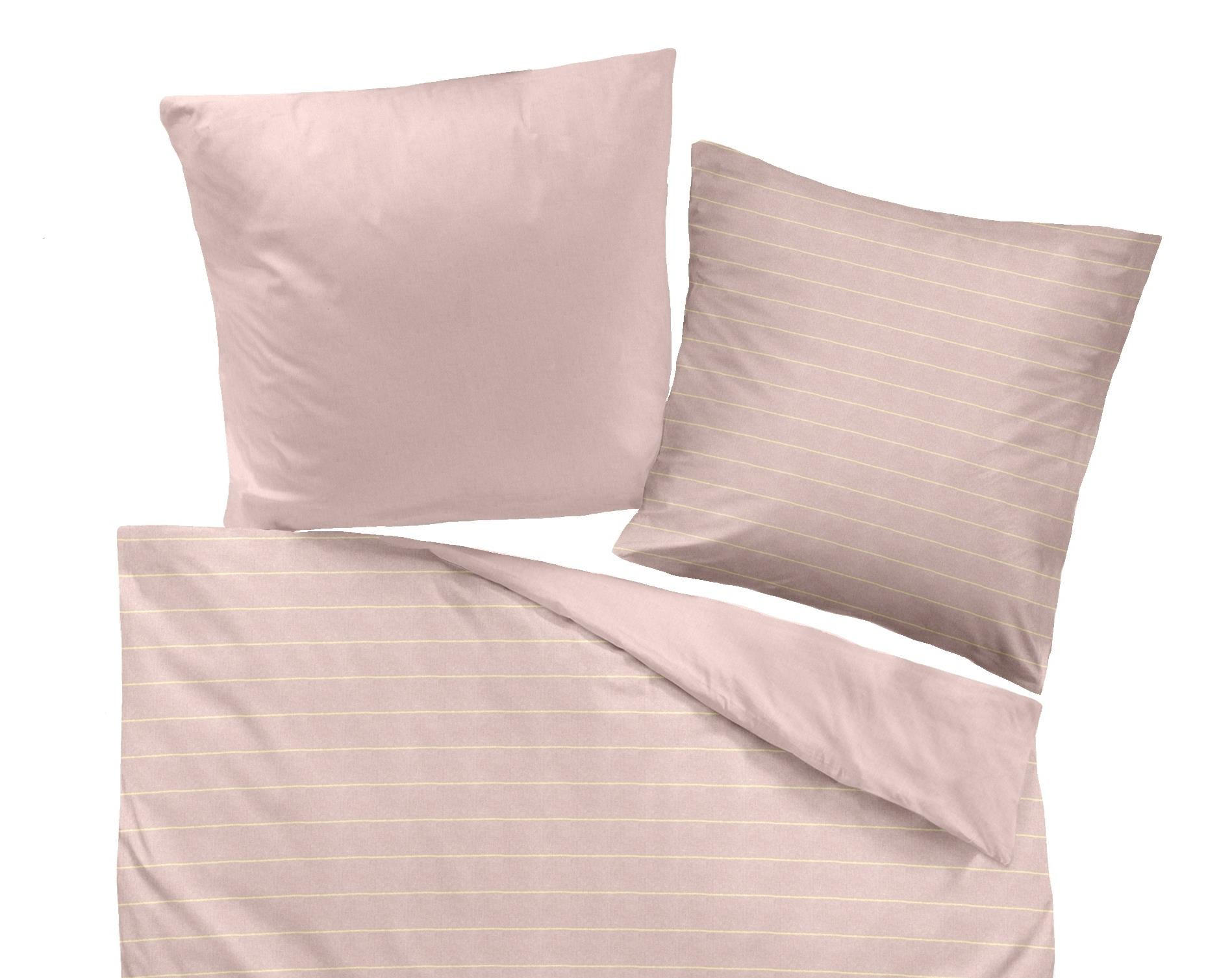 WENDE-BETTWÄSCHE 135x200 Renforce Baumwolle Bettbezug Streifen Muster Rosa gestreift - MADE IN GERMANY - Roségold, Textil (135/200cm) - Carpe Sonno