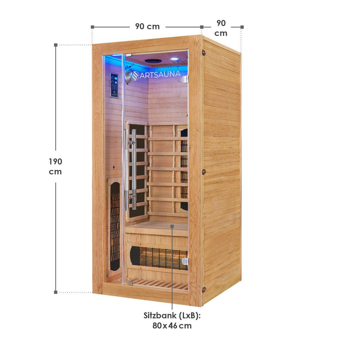 INFRAROTKABINE Kiruna90 mit Dual Technologie - Naturfarben, Holz (90/190/90cm) - Artsauna