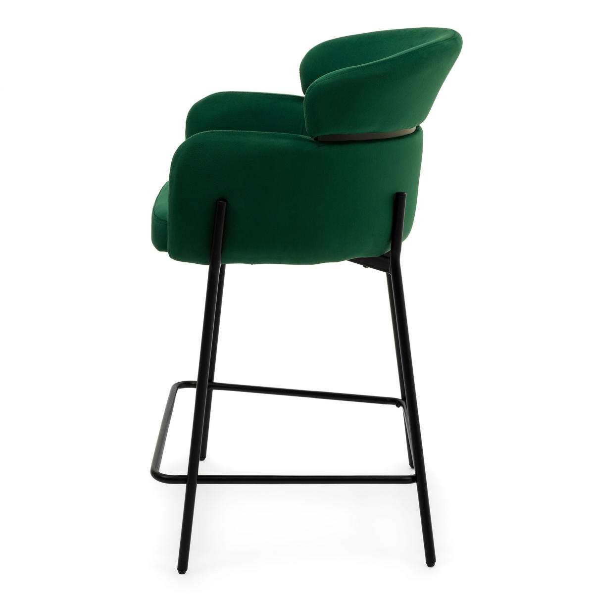 BARHOCKER BOLZANO gepolsterter mit Steppung - grün - Samt Velour - Schwarz/Grün, Textil/Metall (60/99/55cm) - NEW HOME