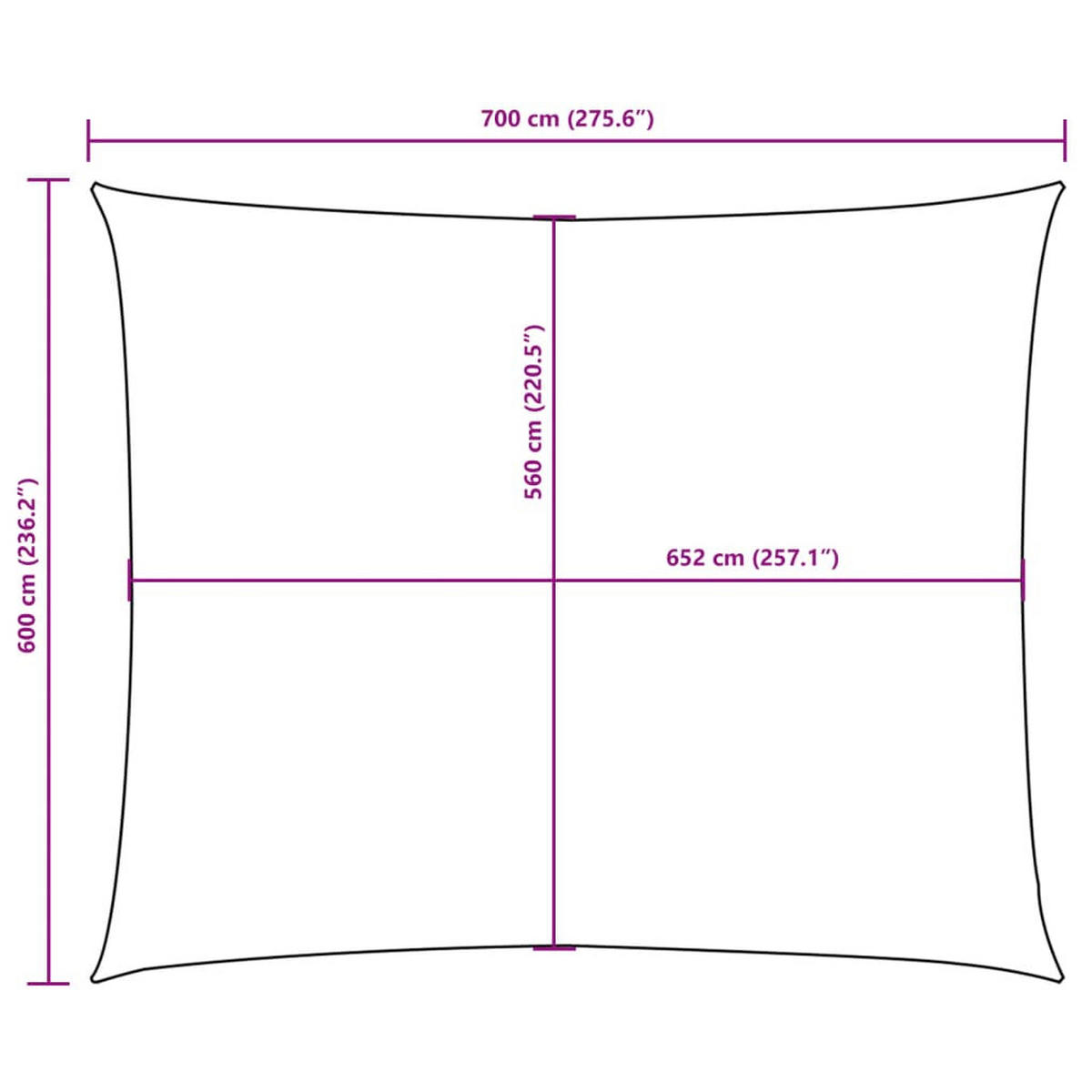 SONNENSEGEL Oxford-Gewebe Rechteckig 6/7 M Anthrazit - Anthrazit, Textil (600/700cm) - vidaXL