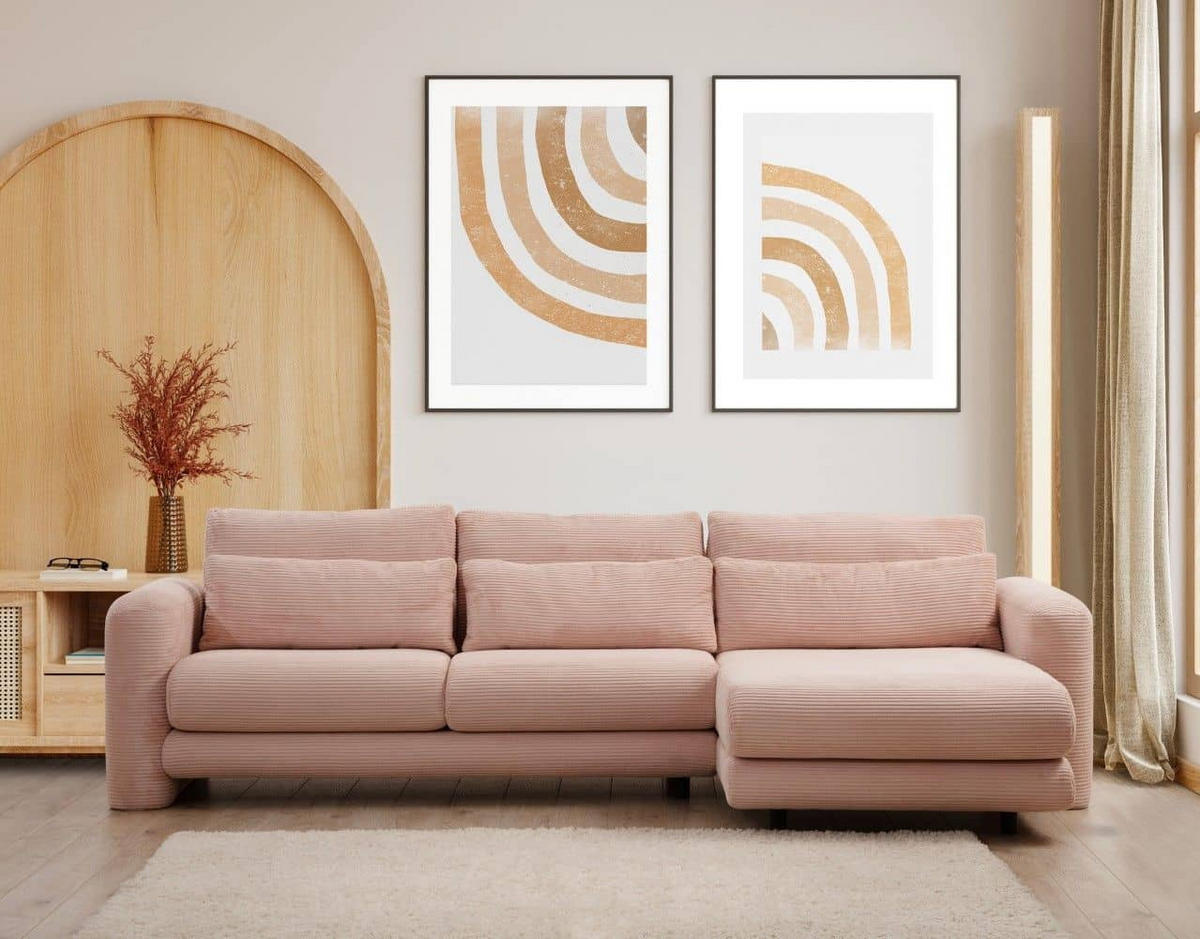 ECKSOFA mit losen Rückenkissen - Pink/Schwarz, Holz/Kunststoff (165/290cm) - myHomelando