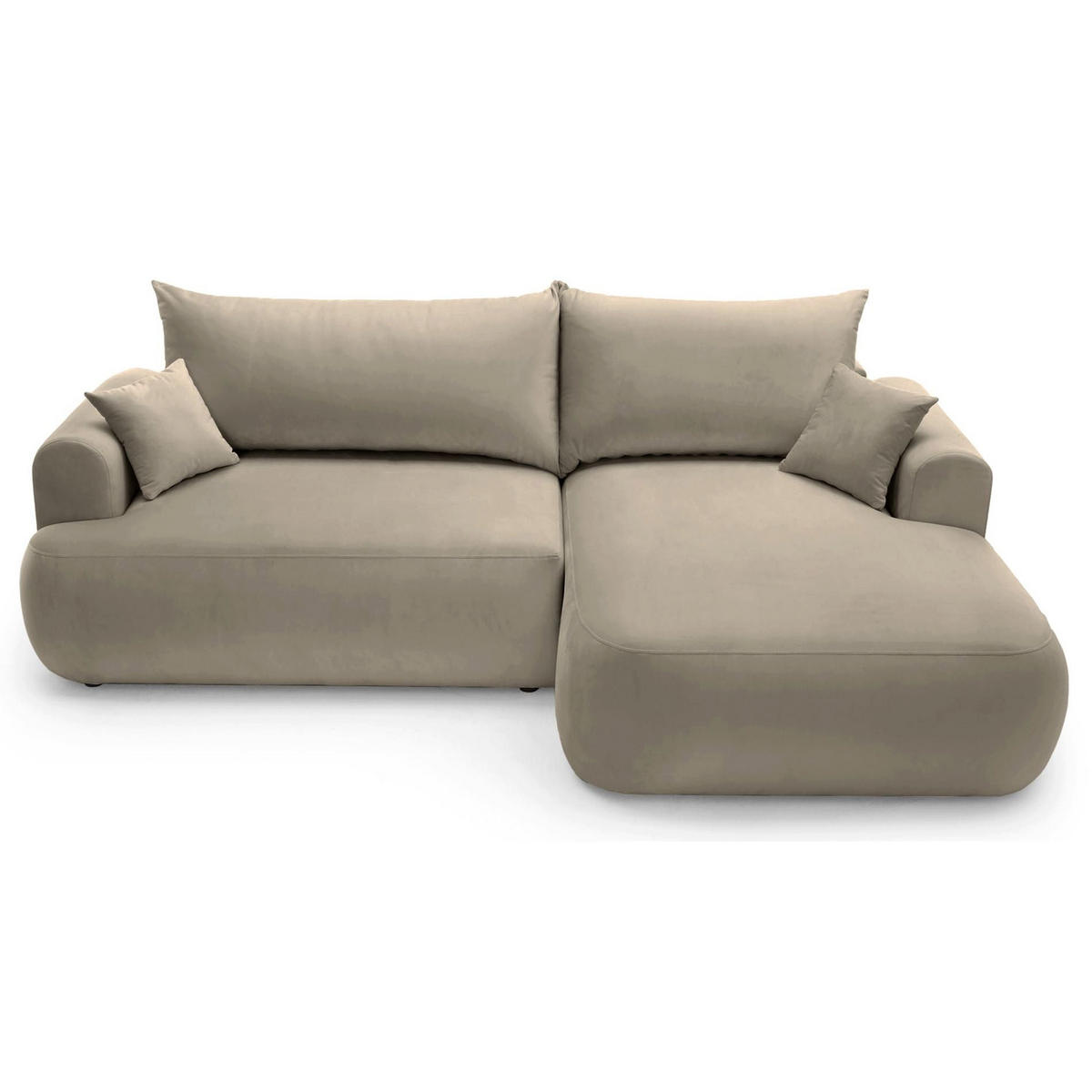 ROHOVÁ pohovka Ovo šedobéžová s vodoodpudivým sametovým potahem - černá/šedohnědá, textil/plast (165/260cm) - Selsey