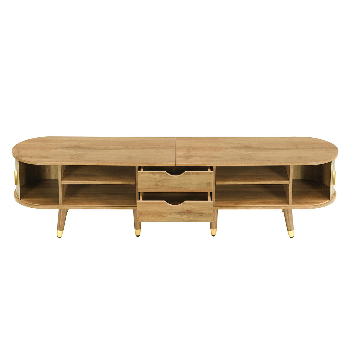 TV-ELEMENT175X38X45CM MDF SchiebetürenHolzoptik mit Kabelmanagement - Naturfarben, Holz (45.72/17.15/118cm) - Raelunyi