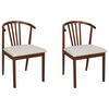 ESSZIMMERSTUHL 2er-Set Dunkler Holzfarbton Craig - Dunkelbraun/Beige, Holz (50/80/57cm) - Beliani