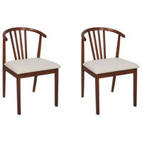 ESSZIMMERSTUHL 2er-Set Dunkler Holzfarbton Craig - Dunkelbraun/Beige, Holz (50/80/57cm) - Beliani