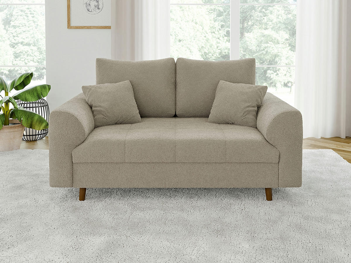 2-SITZER-SOFA Henrik Beige Boucle - Beige/Braun, Holz/Textil (150/81/93cm) - S-Style Möbel