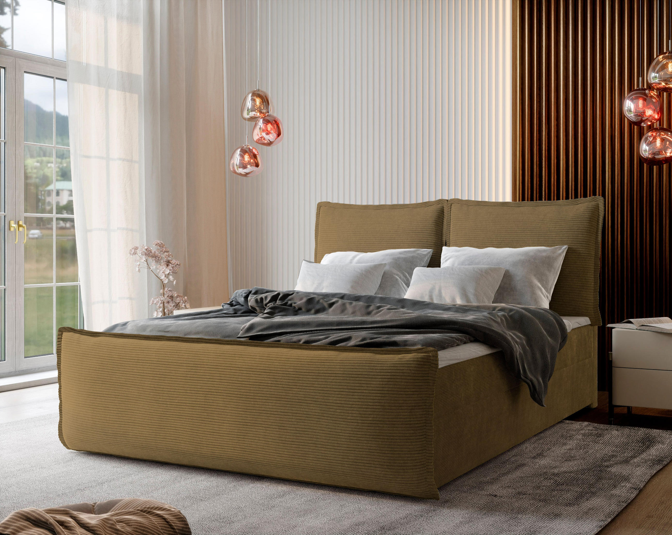 BOXBETT MONTA 140x200 cm mit Matratze und Topper - Gelb - Gelb, Holz (140/200cm) - MASSENO